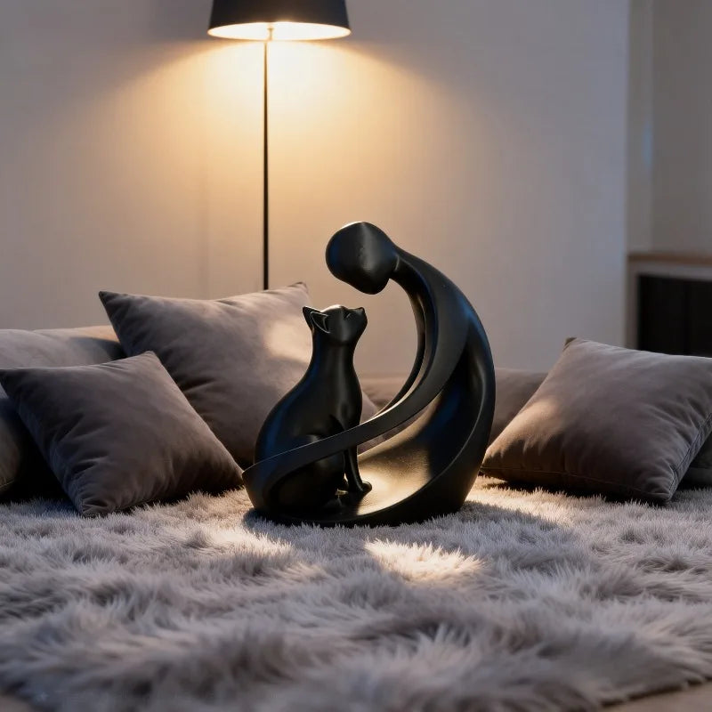 Modern abstract figure of man and cat – table decoration, gift