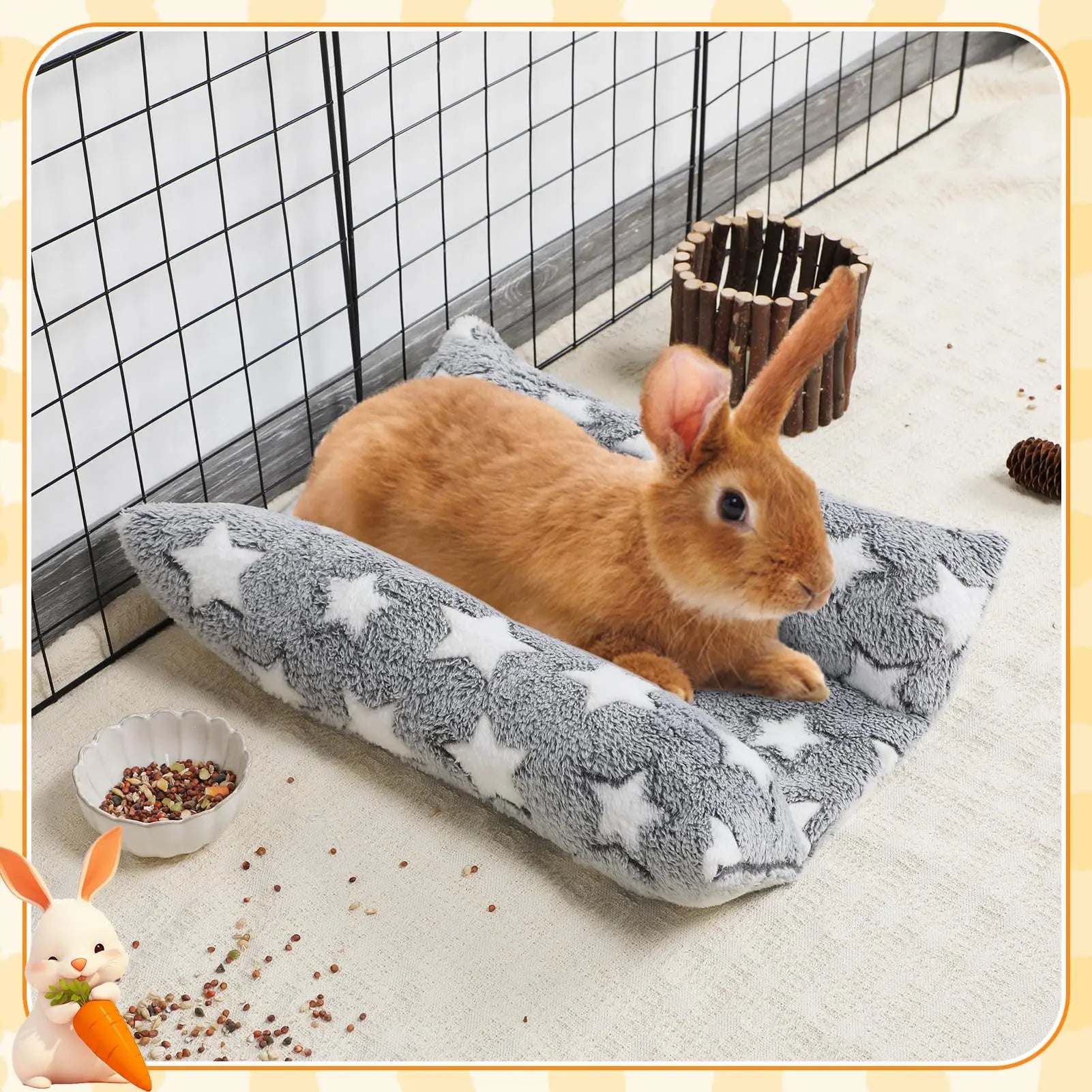 Soft bed for rabbits – recessed, with a pillow, for cage and house