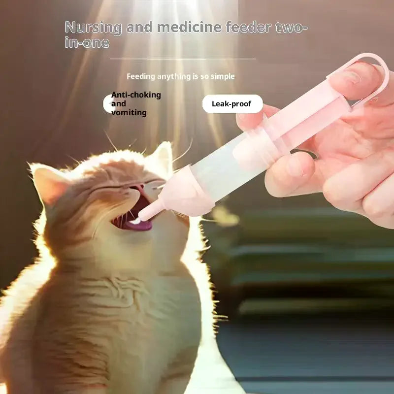 Small Pet Feeding Device Puppy Kitten Nursing Bottle Silicone Nipple Pet Milk Feeder for Small Dogs and Cats Newborn Pet Feeding