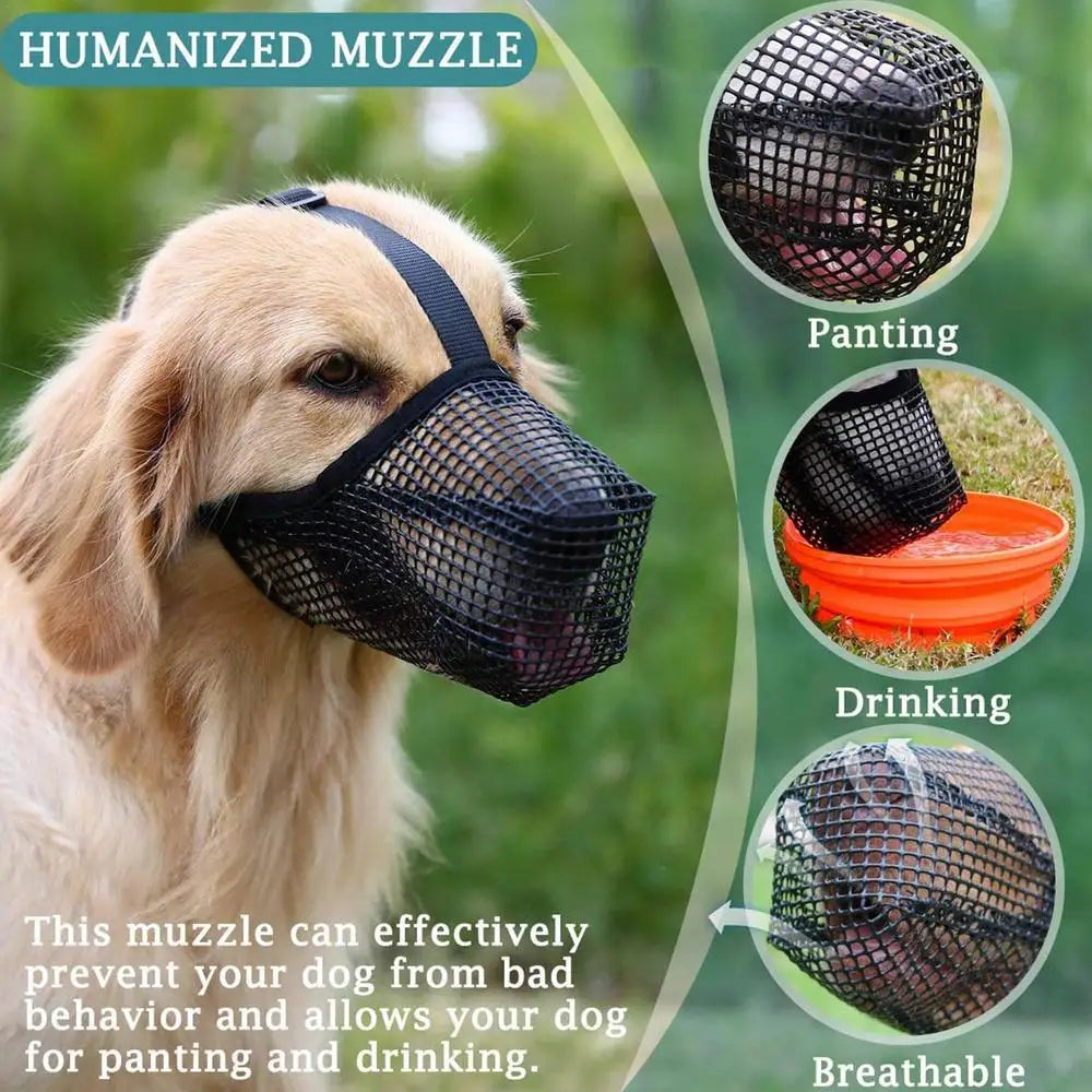 Dog Muzzle, Soft Mesh Covered Muzzles Poisoned Bait Protection with Adjustable Straps, Prevent Biting, Chewing, and Licking