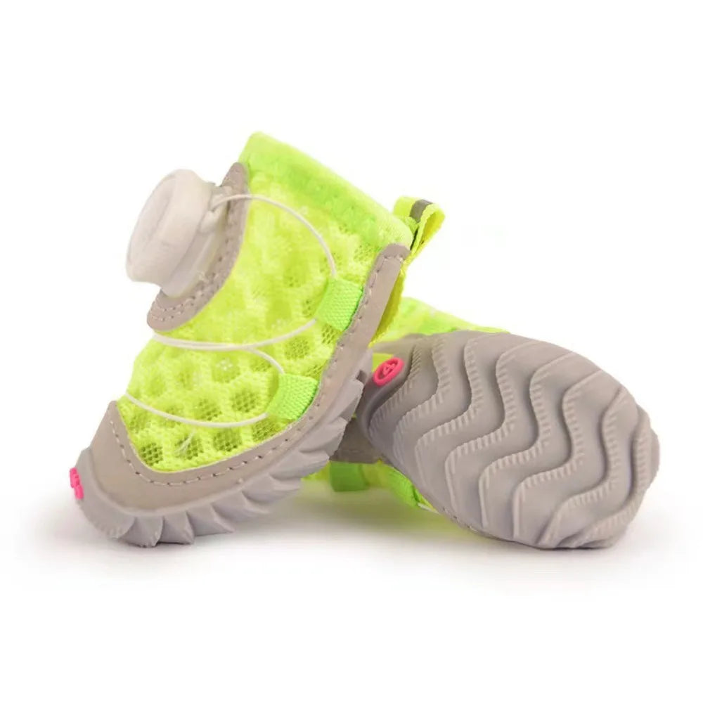 4pcs/set Pet Paw Accessories Breathable Dog Mesh Shoes Adjustable Reflective Pet Boots Thin Anti-slip Dog Footwear for Small Dogs