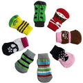 4 Pcs Fashion Puppy Dog Shoes Soft Pet Knitted Socks Cute Cartoon Anti-Slip Skid Socks For Small Dogs Breathable Pet Products