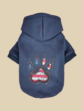 Pet Paw Print Pattern Sweatshirt with Velvet Warmth Suitable for Small, Medium, and Large Dogs Such as Teddy Golden Retrievers