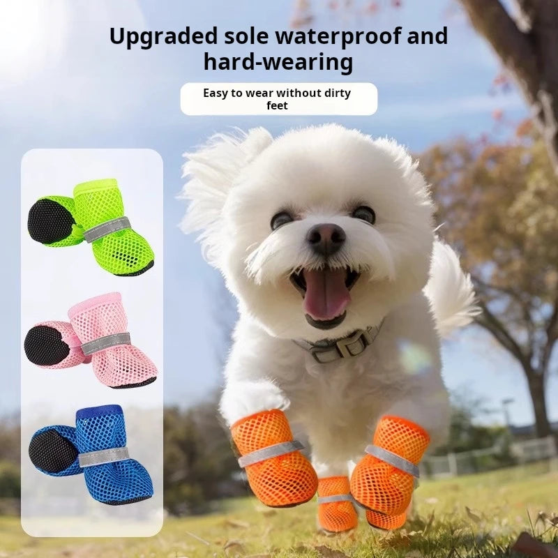 Breathable dog booties – anti-slip, washable, set of 4