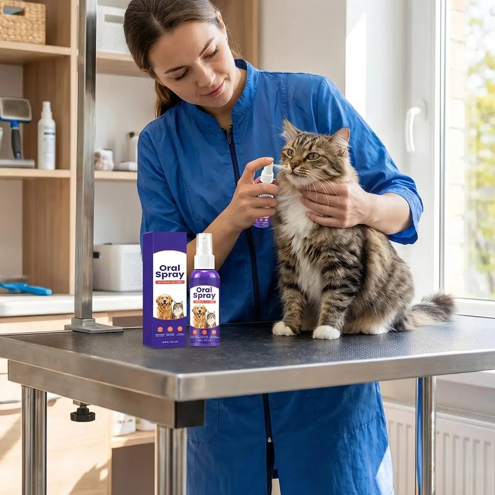 Pet Oral Spray for Cats & Dogs, Breath Freshening & Daily Dental Care Spray to Reduce Food Residue & Soft Stains Daily Oral Care