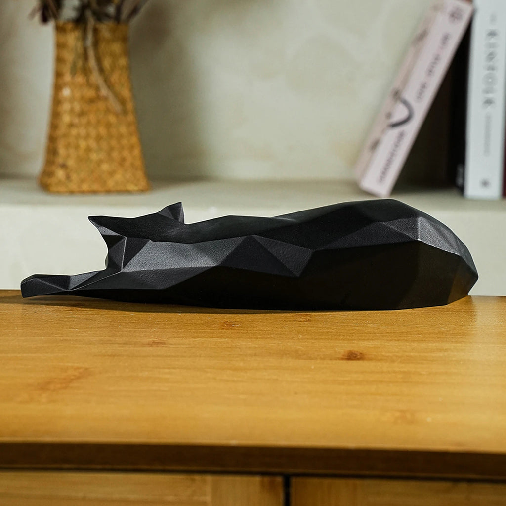 Geometric Cat Sculpture in a Lying Position – Modern Home Decor