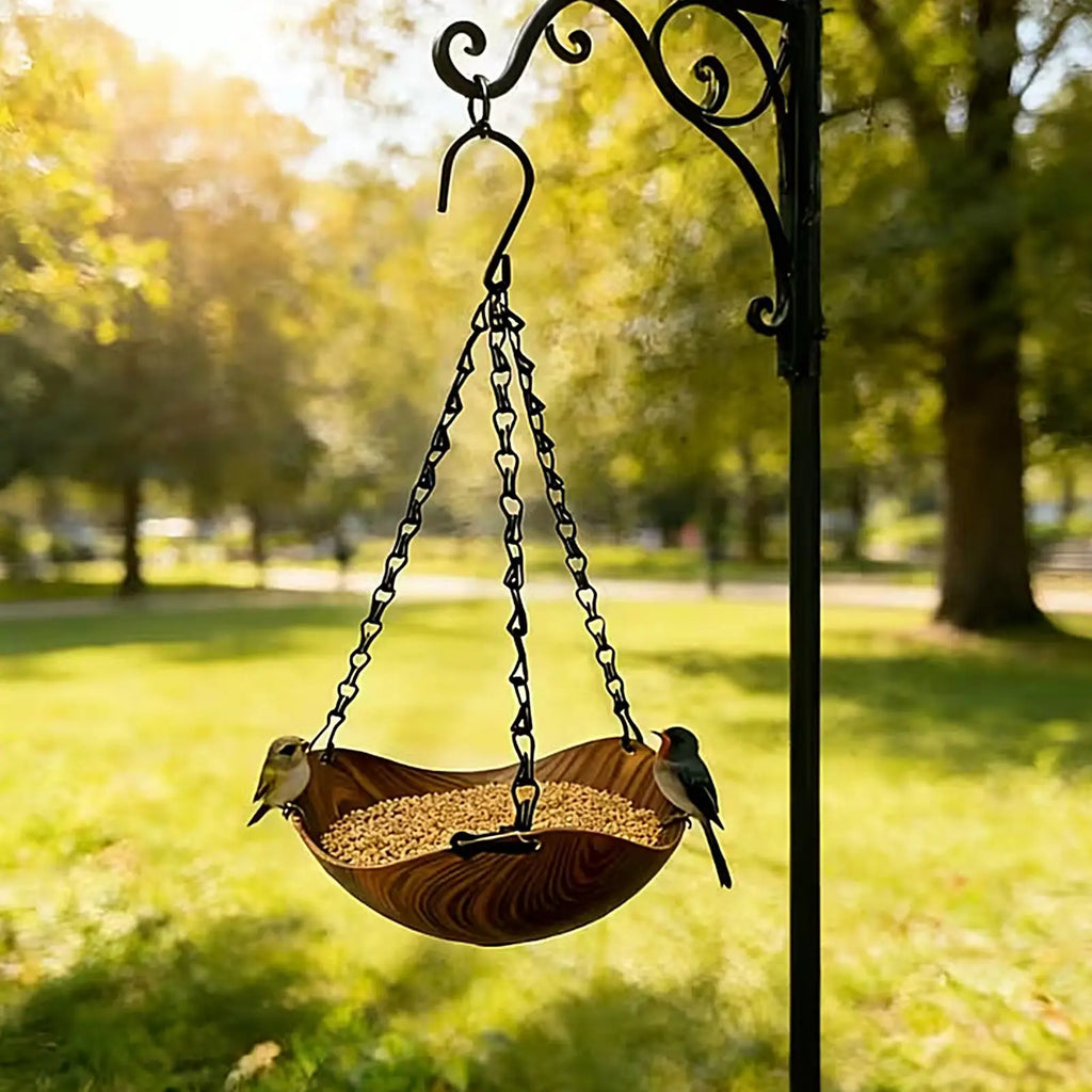 Wooden bird drinker and feeder - garden decoration, vintage style