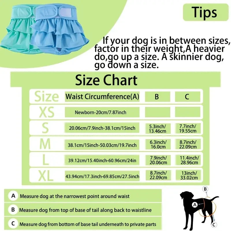 Adjustable Female Dog Diapers Reusable Washable Diapers for Small and Medium Dogs Solid Color Dog Dress Cute Pet Supplies