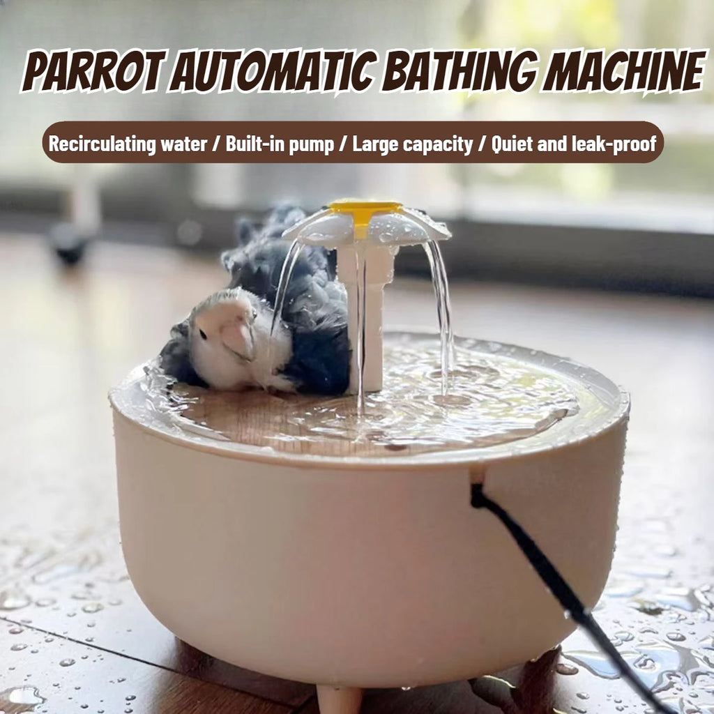 2-in-1 Automatic Parrot Bath Fountain – Water Circulation, USB Powered