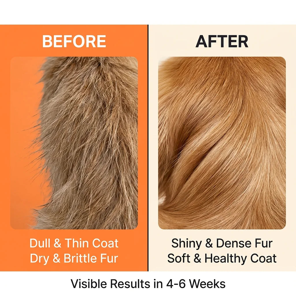 Pet Coat Care Lecithin 180pcs Dogs Cats Hair Density Follicle Health Shine Supplement Omega-3 Fish Oil Vitamin B Natural
