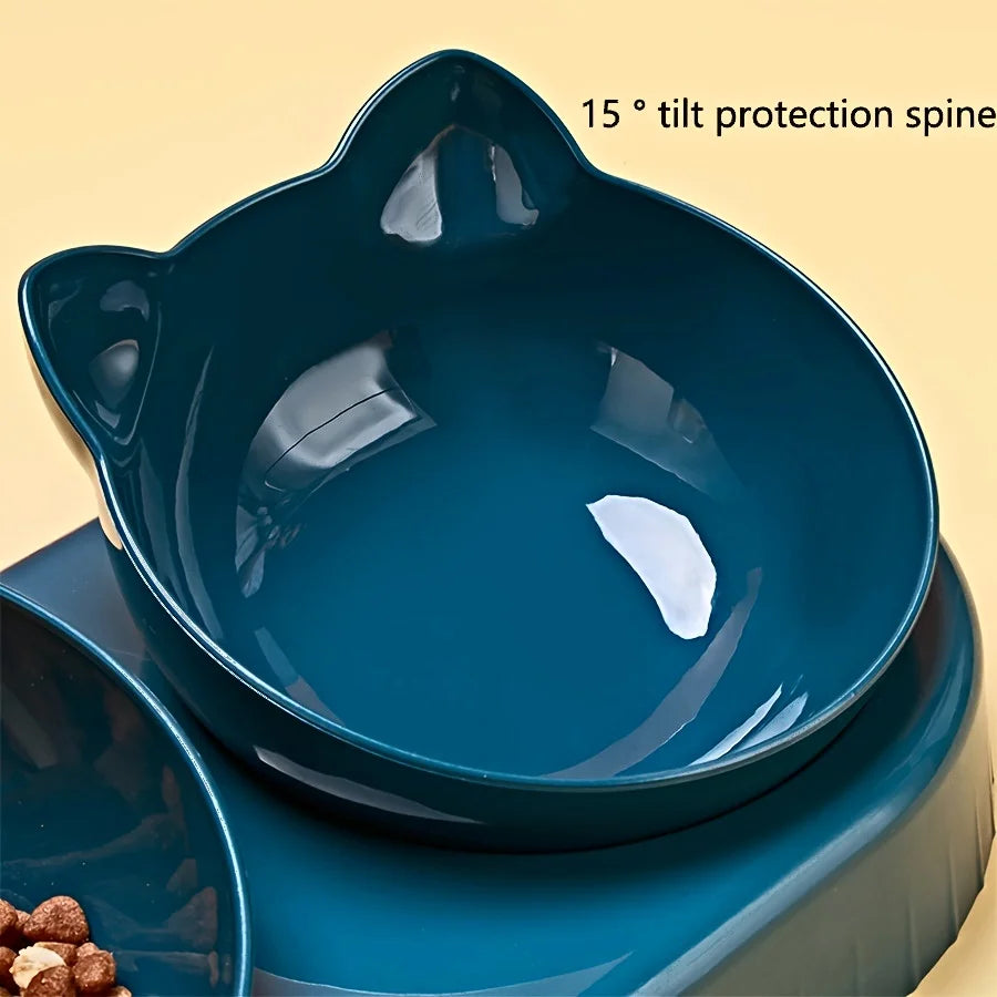 3-in-1 Cat Bowl Set – Tilted, with Gravity Water Dispenser