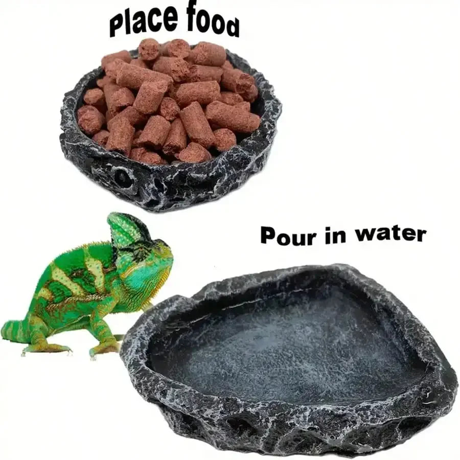 1 Pc Realistic Stone-like Reptile Feeding and Water Bowl Safe and Durable Ideal for Bearded Dragons and Other Small Reptiles