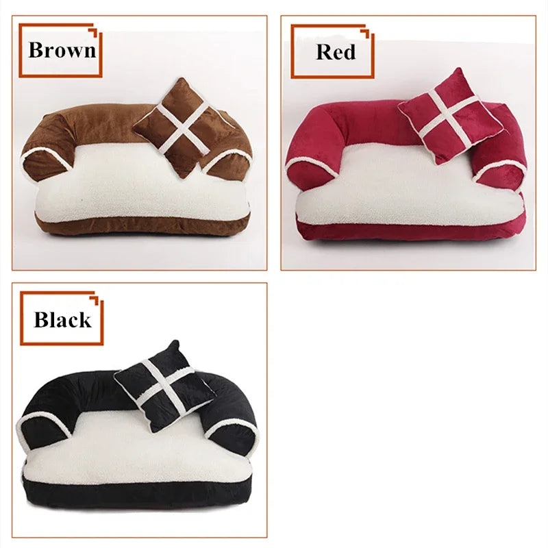 Sofa krevet za pse i mačke – coral fleece, engleski stil, uklonjivi pokrivač