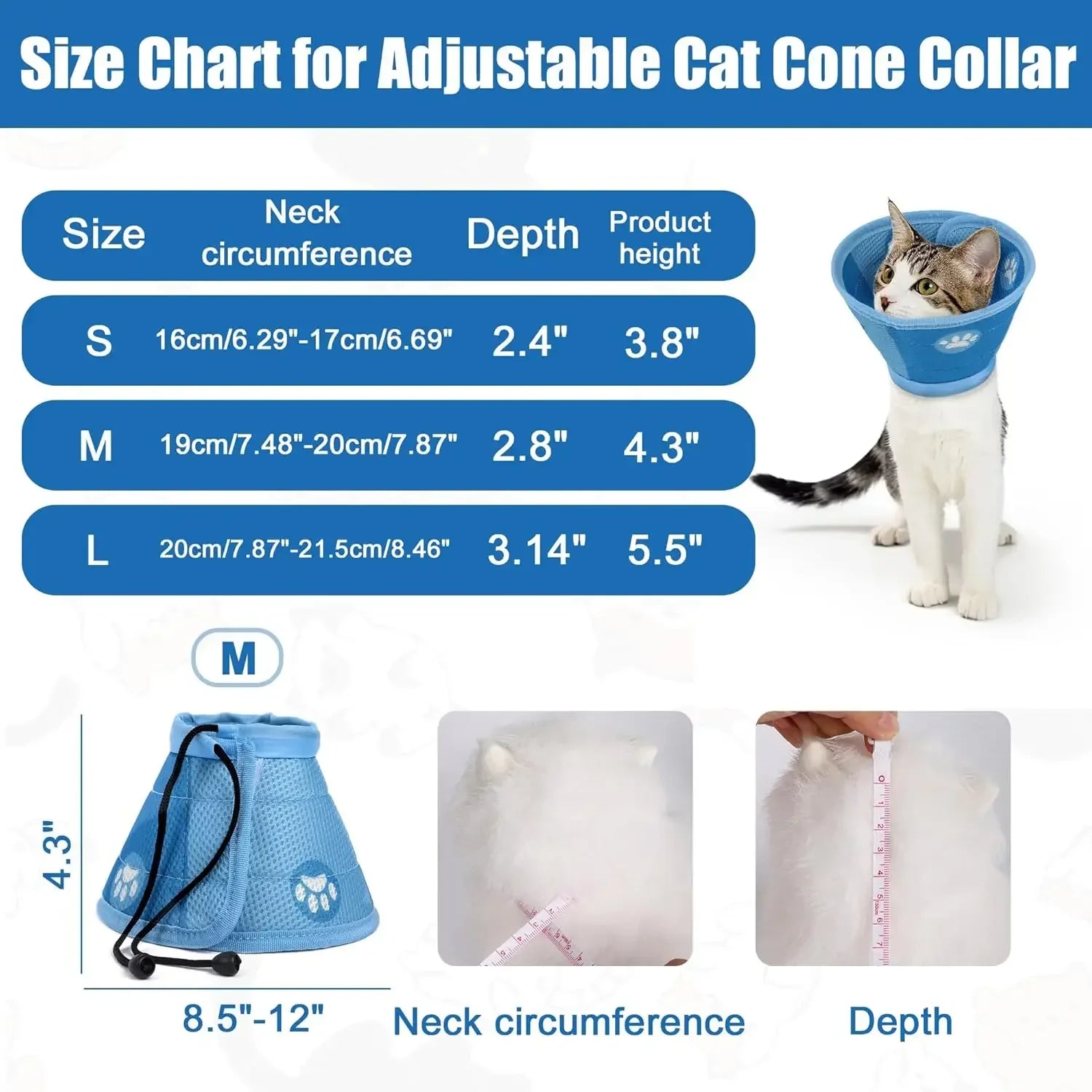 Soft Protective Collar for Cats and Dogs – Adjustable, Breathable, S/M/L