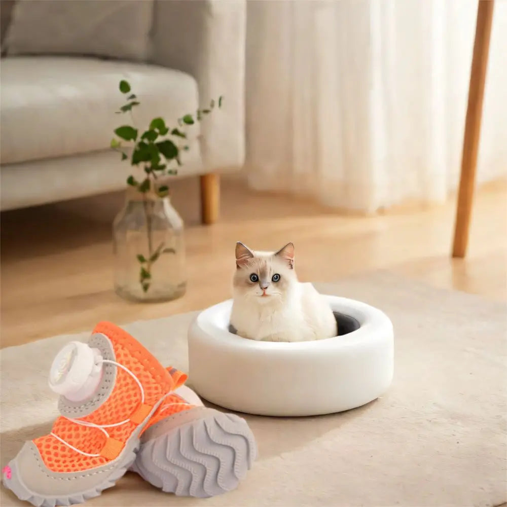4pcs/set Pet Paw Accessories Breathable Dog Mesh Shoes Adjustable Reflective Pet Boots Thin Anti-slip Dog Footwear for Small Dogs