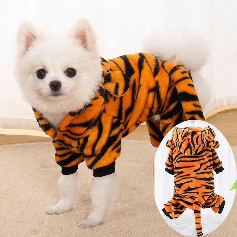 Winter fleece jumpsuit for dogs and cats – animal prints, XS–XXL