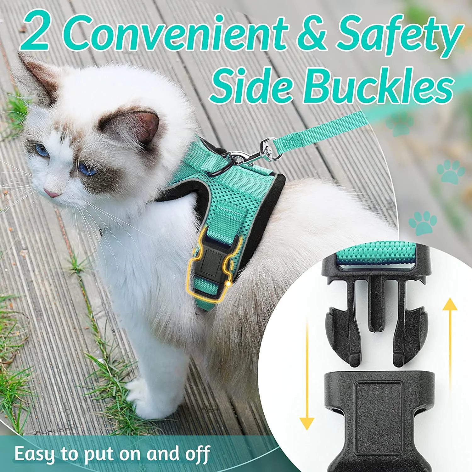 Cat Harness and Leash for Walking, Escape-Proof Soft Adjustable Vest Harnesses for Cats, EasyControl