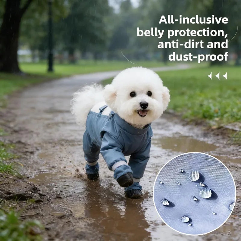 Waterproof Dog Raincoat Four Legs Full Body Coverage Durable Pet Anti Dirty Clothing Outdoor Walking Paw Protector Windproof