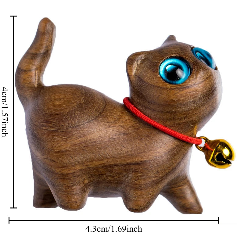 Small wooden cat figurine – hand-carved, made of sandalwood