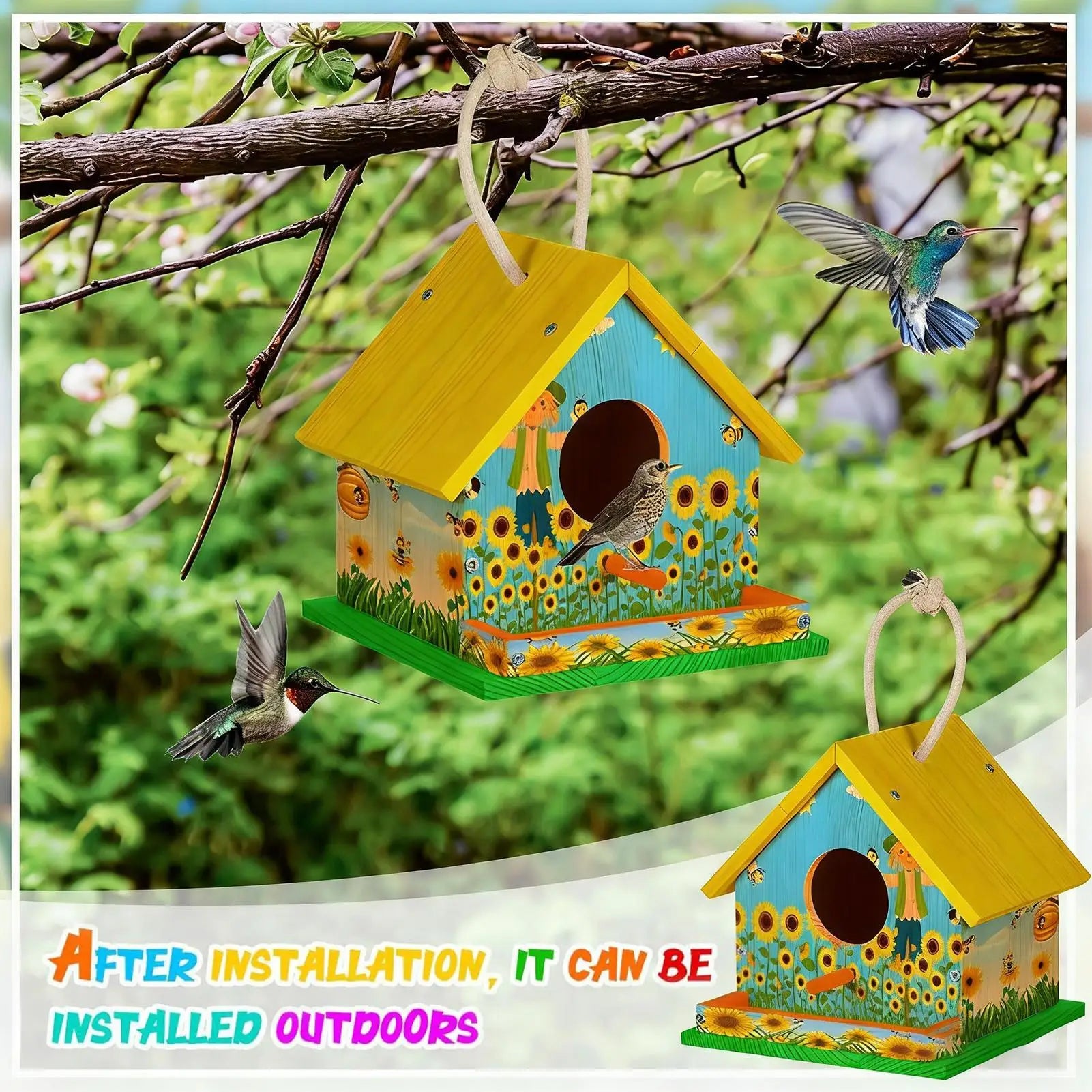 DIY wooden birdhouse – painting set, for children and family