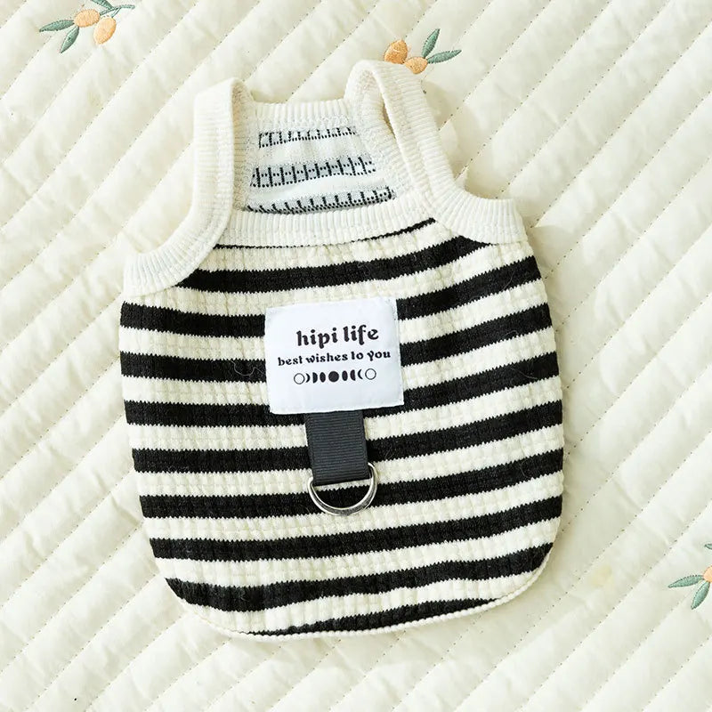 Summer vest for dogs – striped cotton vest, suspenders