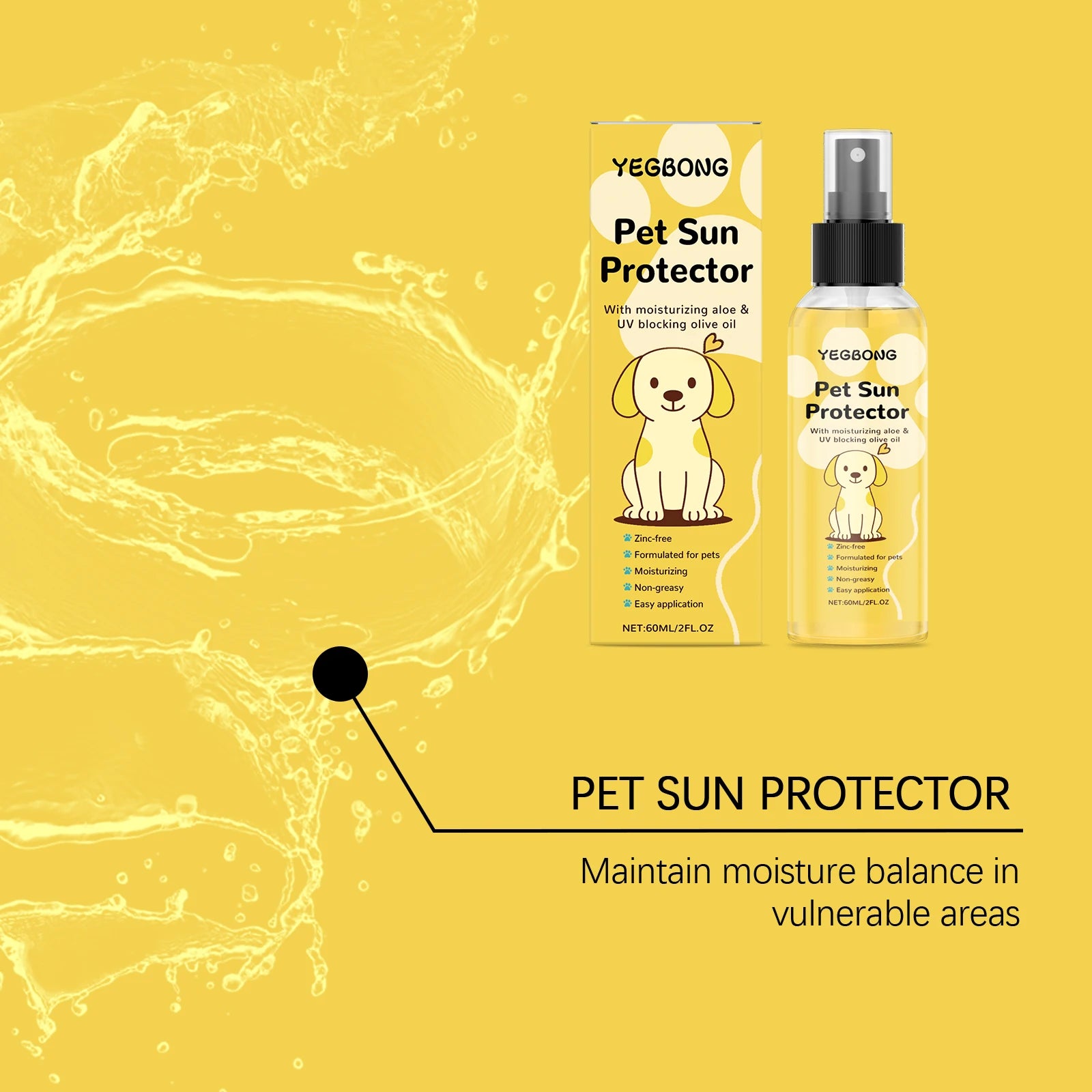 Pet Sunscreen Spray For Dogs UV Protection Moisturizing Sunblock For Nose Ears Paws Sensitive Skin Outdoor Summer Dog Skin Care