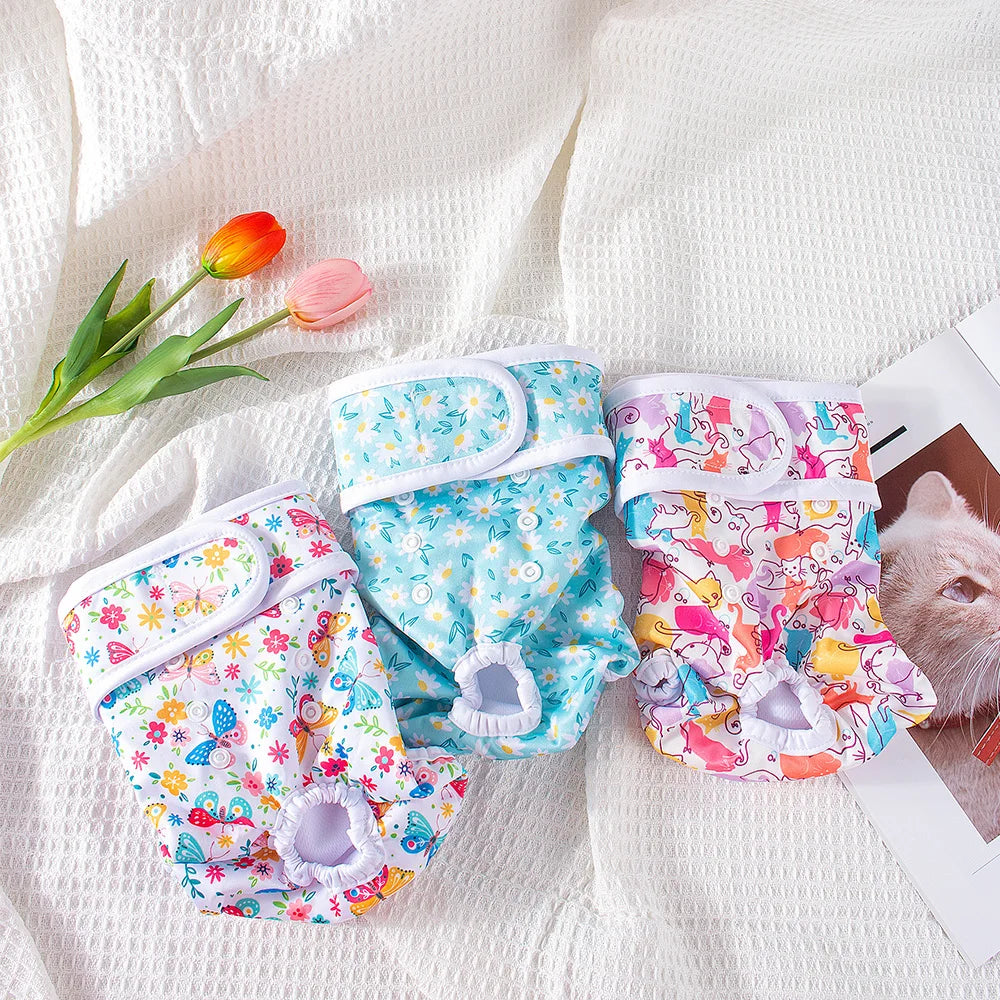 Washable Reusable Dog Diapers for Female Dogs-PUL Waterproof & Breathable,Multi-Layer Absorbent Core,Leak-Proof Tail Hole Design