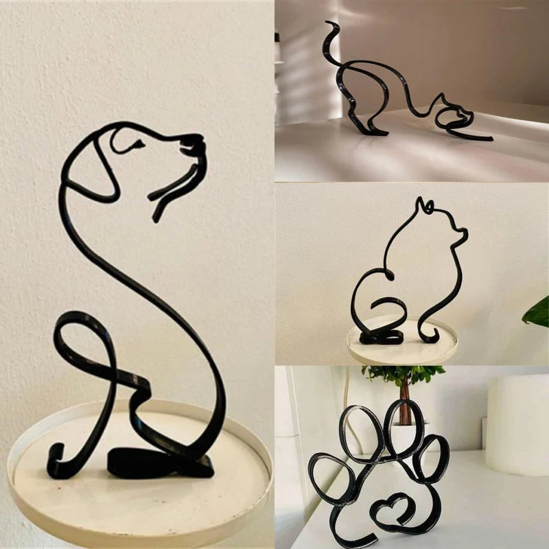 Metal dog sculpture – abstract minimalist figure for the home