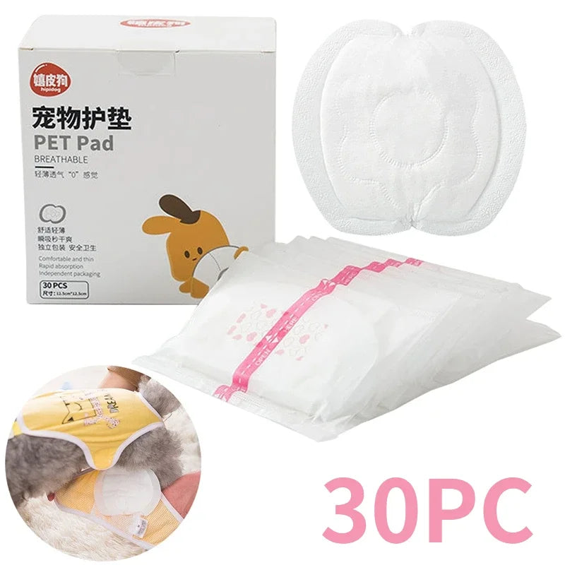 30pcs Dog Diapers for Female Dogs Shorts Panties Dog Diaper Pad Female Sanitary Pants Disposable Doggie Physiological Pants