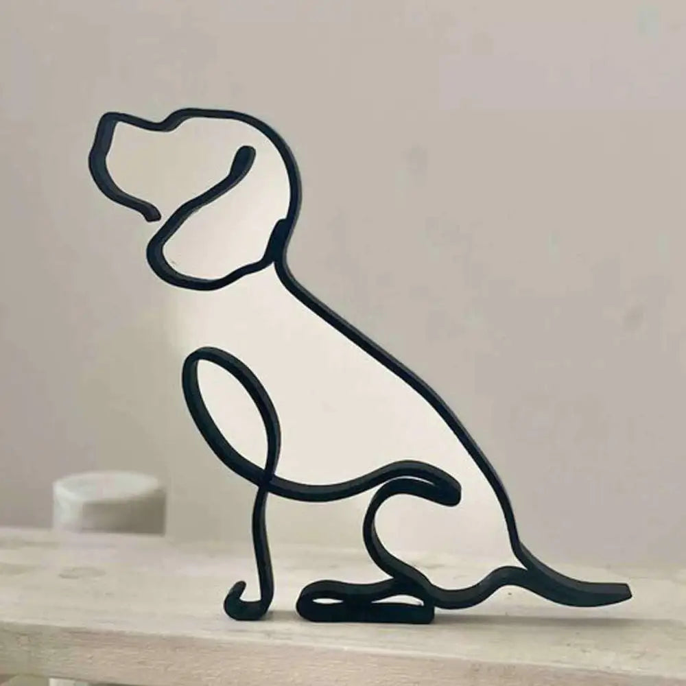 Metal dog sculpture – abstract minimalist figure for the home