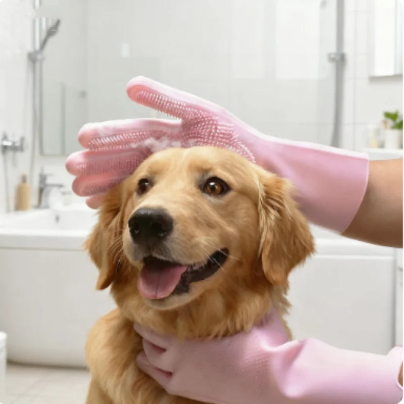 Pet Bath Gloves for Dogs And Cats Thick Anti-Scratch Scratch Protection Dog Bath Scrub Brush Essential Dog Supplies