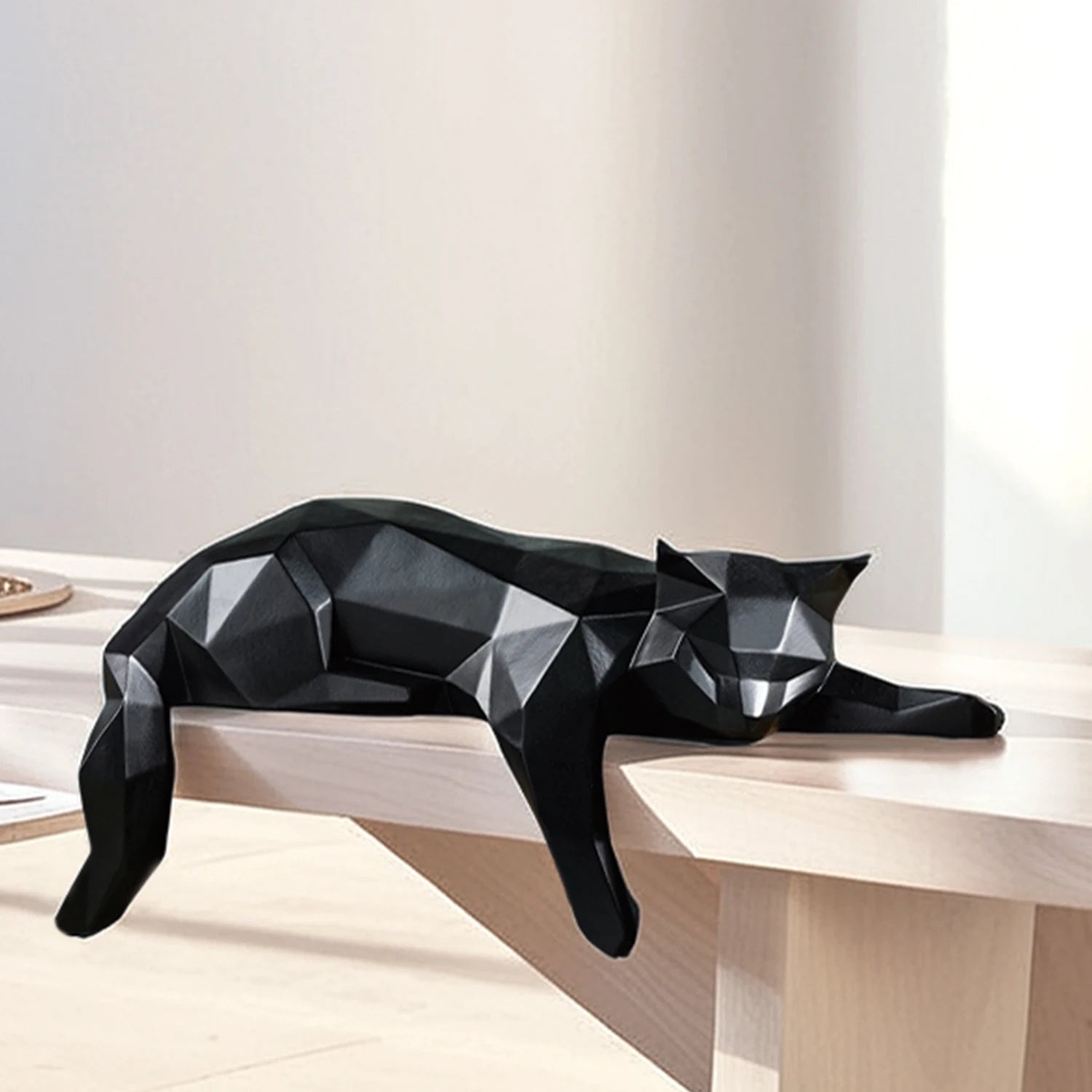 Geometric Cat Sculpture in a Lying Position – Modern Home Decor