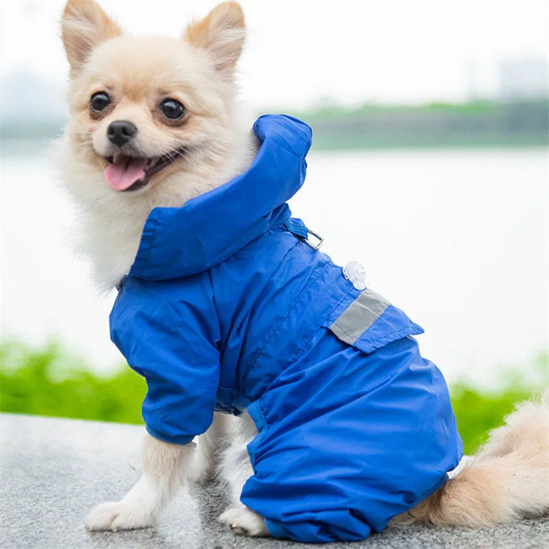Pet Dog Raincoat Outdoor Puppy Rainwear Reflective Hooded Waterproof Jacket Clothes for Dogs and Cats Apparel Supplies