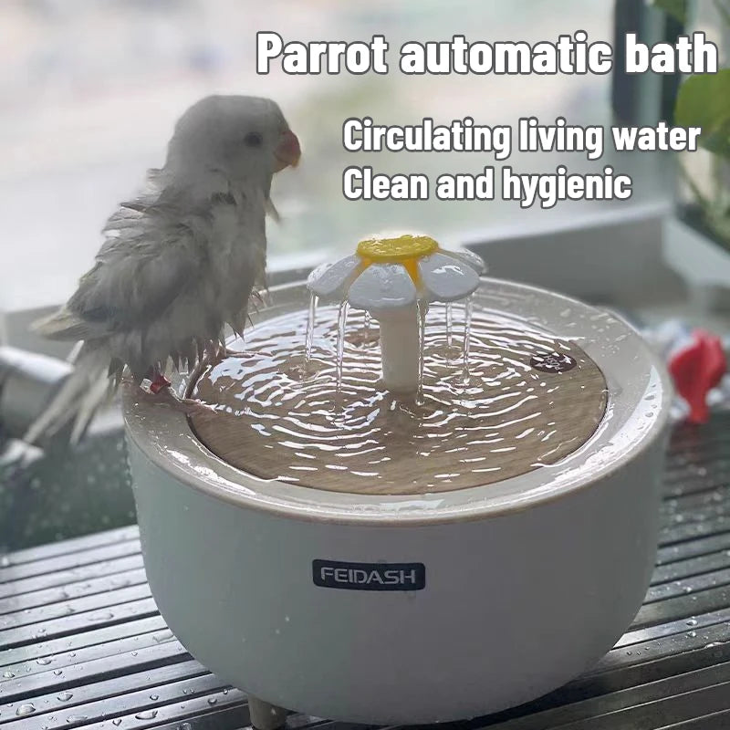 2-in-1 Automatic Parrot Bath Fountain – Water Circulation, USB Powered