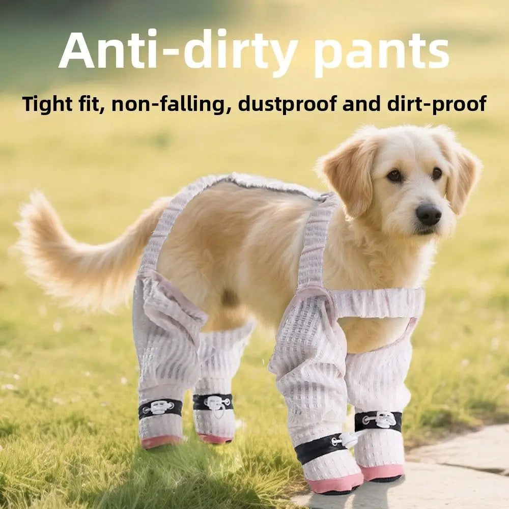 Full Leg Protection Pet Strolling Going Out Pants Adjustable Anti-Slip Dog Four-Legged Pants Dust-Proof Dog Boot Leggings