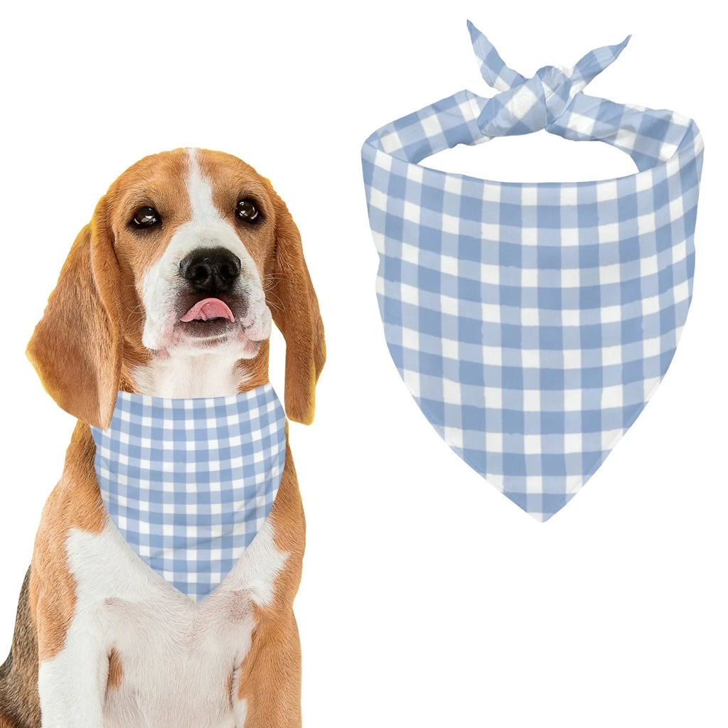 Dog Bandanas, Triangular Adjustable Multi-color Simple Plaid Pattern Printed Polyester, Pet Scarf, Puppy Accessories Drool Bib