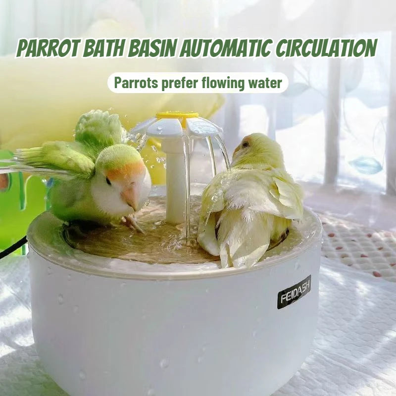 2-in-1 Automatic Parrot Bath Fountain – Water Circulation, USB Powered