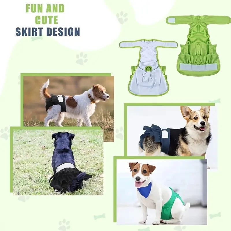 Adjustable Female Dog Diapers Reusable Washable Diapers for Small and Medium Dogs Solid Color Dog Dress Cute Pet Supplies