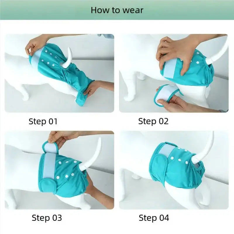 Washable Reusable Dog Diapers for Female Dogs-PUL Waterproof & Breathable,Multi-Layer Absorbent Core,Leak-Proof Tail Hole Design