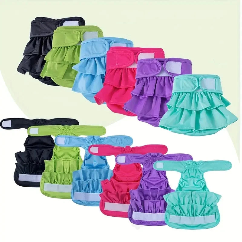 Adjustable Female Dog Diapers Reusable Washable Diapers for Small and Medium Dogs Solid Color Dog Dress Cute Pet Supplies