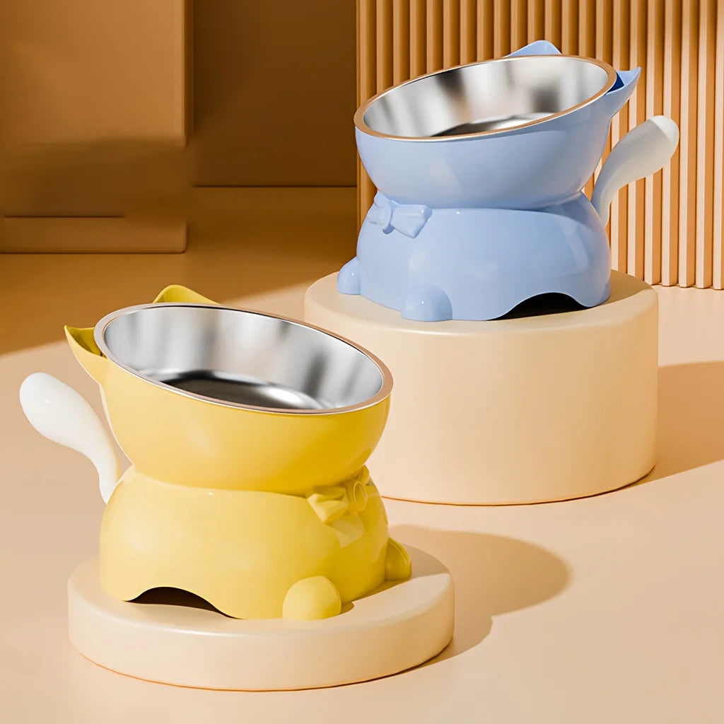 Stainless steel cat bowl – tilted, anti-spill