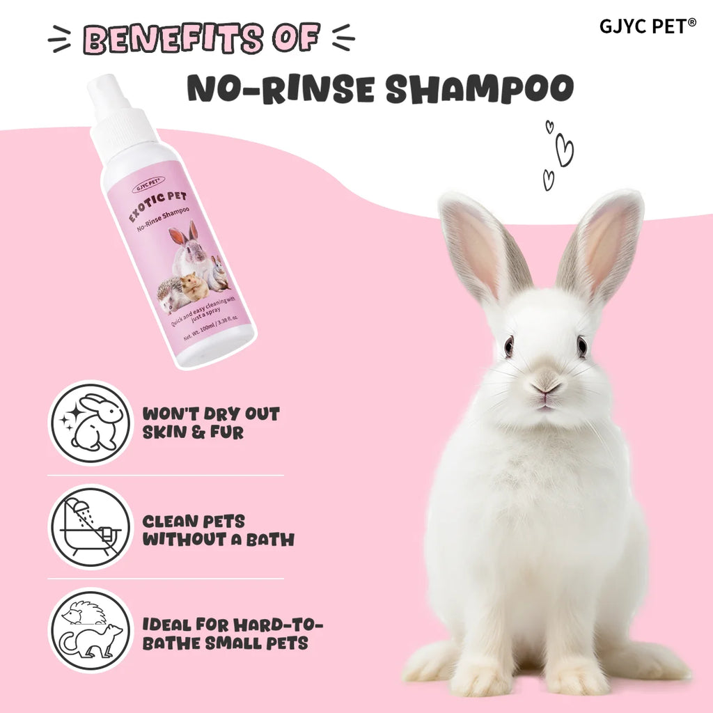 Waterless Pet Shampoo for Small Pets No-Rinse Gentle Hypoallergenic Formula Deep Cleansing Deodorizing Hair Care Grooming