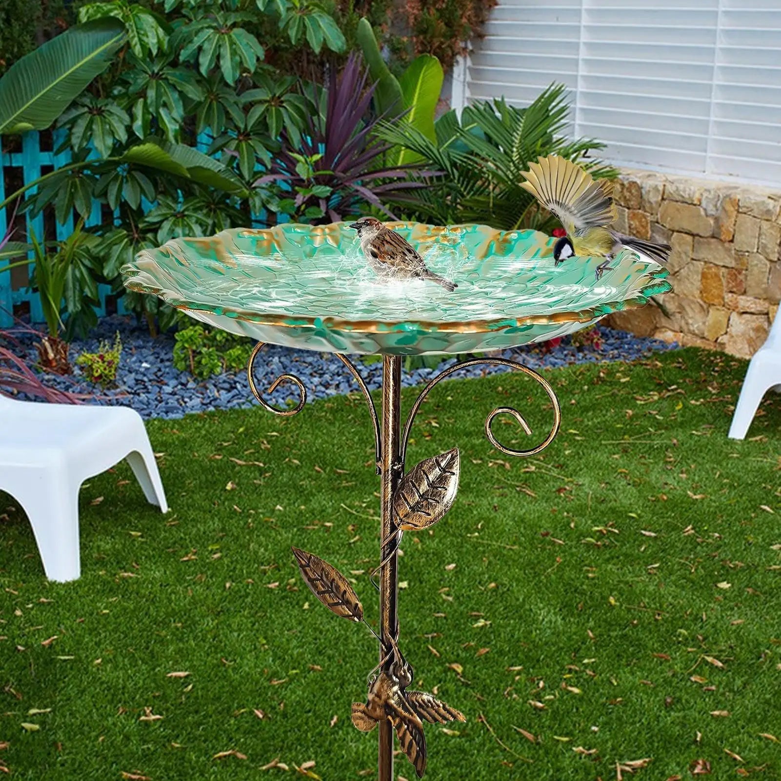 Bird Waterer on Stand – Metal, Adjustable Height, Garden Decoration