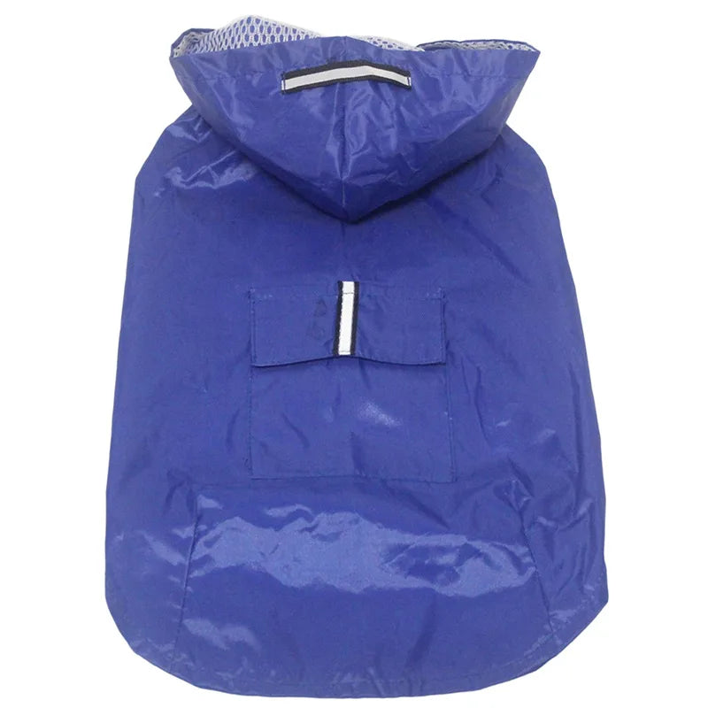 Dog Raincoat Waterproof Hoodie Jacket Rain Poncho Pet Rainwear Clothes with Reflective Stripe for All Sizes Big Puppies