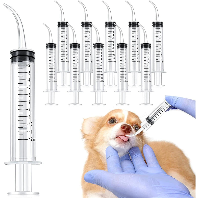 Plastic syringe for feeding small pets – 12ml, transparent, 1 pc or set of 3 pcs