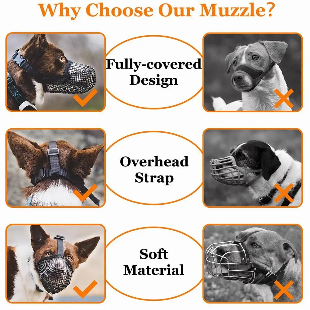 Dog Muzzle, Soft Mesh Covered Muzzles Poisoned Bait Protection with Adjustable Straps, Prevent Biting, Chewing, and Licking
