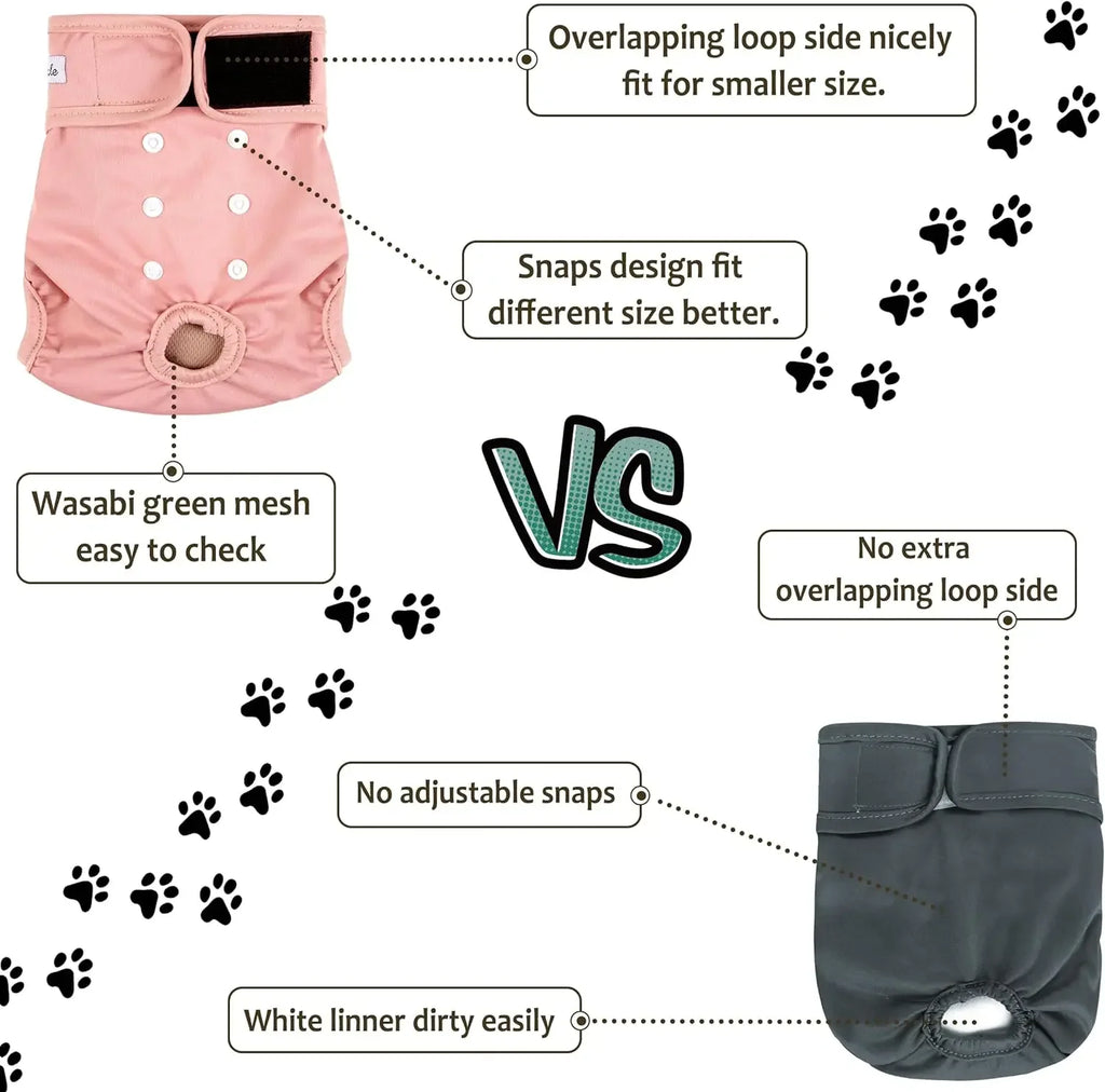 Washable Female Dog Diapers Premium Reusable Diapers for Dogs in Heat Highly Absorbent Female Dog Diapers for Pet Incontinence