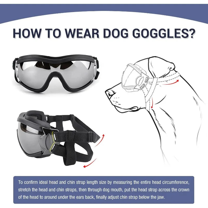 Dog UV Protective Goggles, Suitable for Medium to Large Dogs, Dust, Wind, and Snow Resistant for Outdoor Eyes