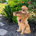 Dog Statue Figurine Feeding Station Resin Feeder Garden Bird Bath Bowl for Park Housewarming Backyard Porch Attracting Birds