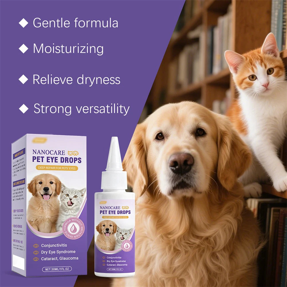 30ml Pet Eye Drops For Dogs Cats Non-Irritating Effectively Removes Ear Cleaner Cleaning Tear Stains Dirt Earwax Eyes Pet Care